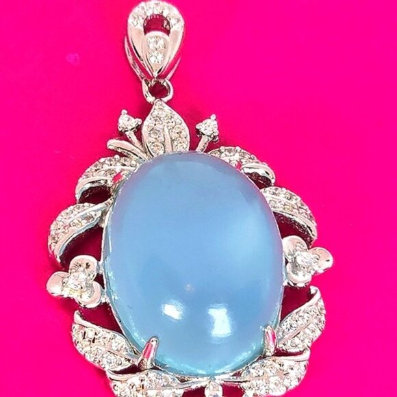 925 Sterling Silver Pendant with Natural Chalcedony 10x20mm - Picture 9 of 10